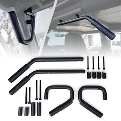 4-Piece Front & Rear Aluminum Grab Handles Kit, Heavy-Duty Roll Black