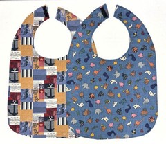 Adult Bibs 2 Pack Special Needs Elderly Handmade Reversible Blue NEW