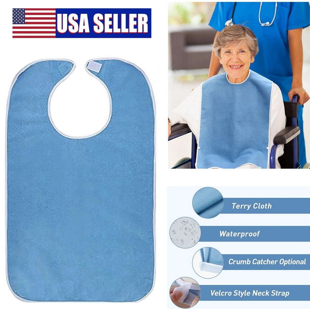 2× Adult Bibs For Eating Washable Reusable Clothing Protector Adjustable Closure