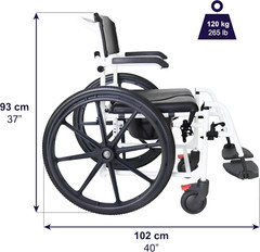 PRO – Shower Wheelchair, Adjustable Chair with Wheels for Disabled Adult, Self P