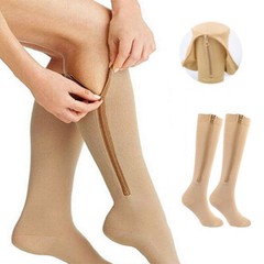 Zip Up Compression Socks 20-30mmHg Black Leg Zipper Surgical Stockings Unisex