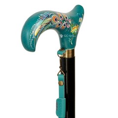 Peacock bird Hand Painted Derby Wooden Walking Stick Cane, Classic Walking Stick