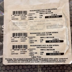 Corflex Lace Align Spinal Orthosis LO Small/Medium Item #35-3111-723 New Sealed
