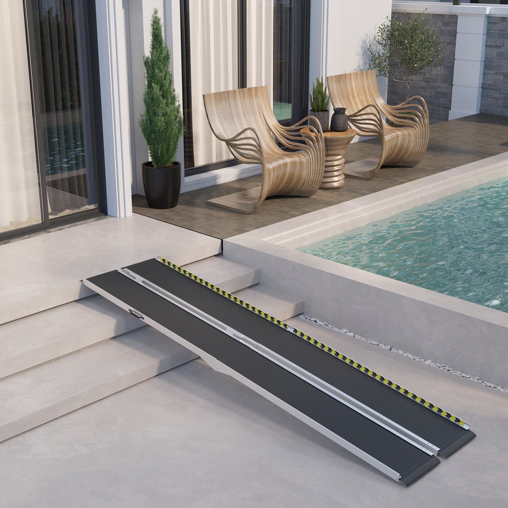 Wheelchair Ramp 10FT Folding Aluminum Ramp with Non-Slip Surface