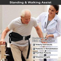 Gait Belts for Seniors, Transfer Belt with Handles, Gate Medical Black