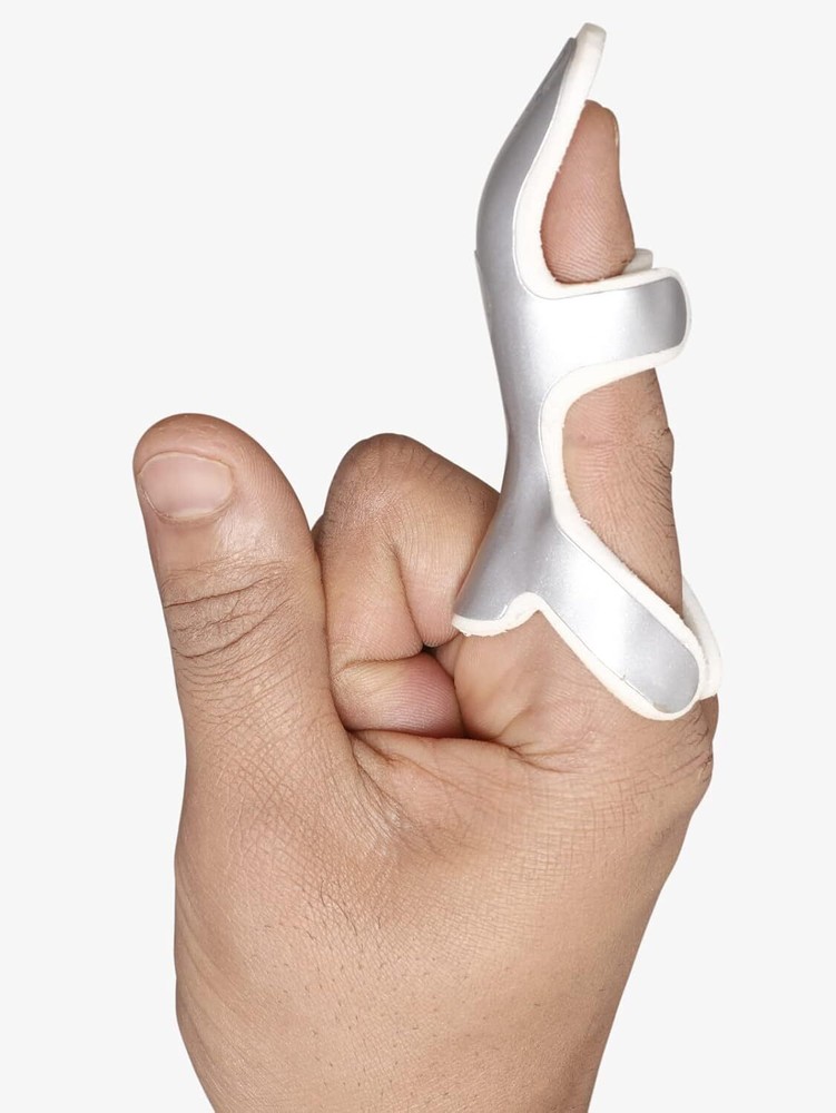 Tynor Mallet Finger Splint Silver Universal Size Curved Trigger Tendon Injury