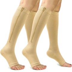 Copper Zipper Compression Socks Support Graduated Stockings Mens Women 20-30mmHg