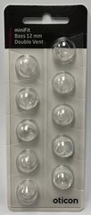 1 Pack Oticon miniFit 12mm Bass Double Vent Domes For Hearing Aids. 10 Total.
