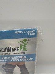 TechWare Pro Compression Ankle/Foot Sleeve Socks- Size S/M Unisex 1 Pair Black