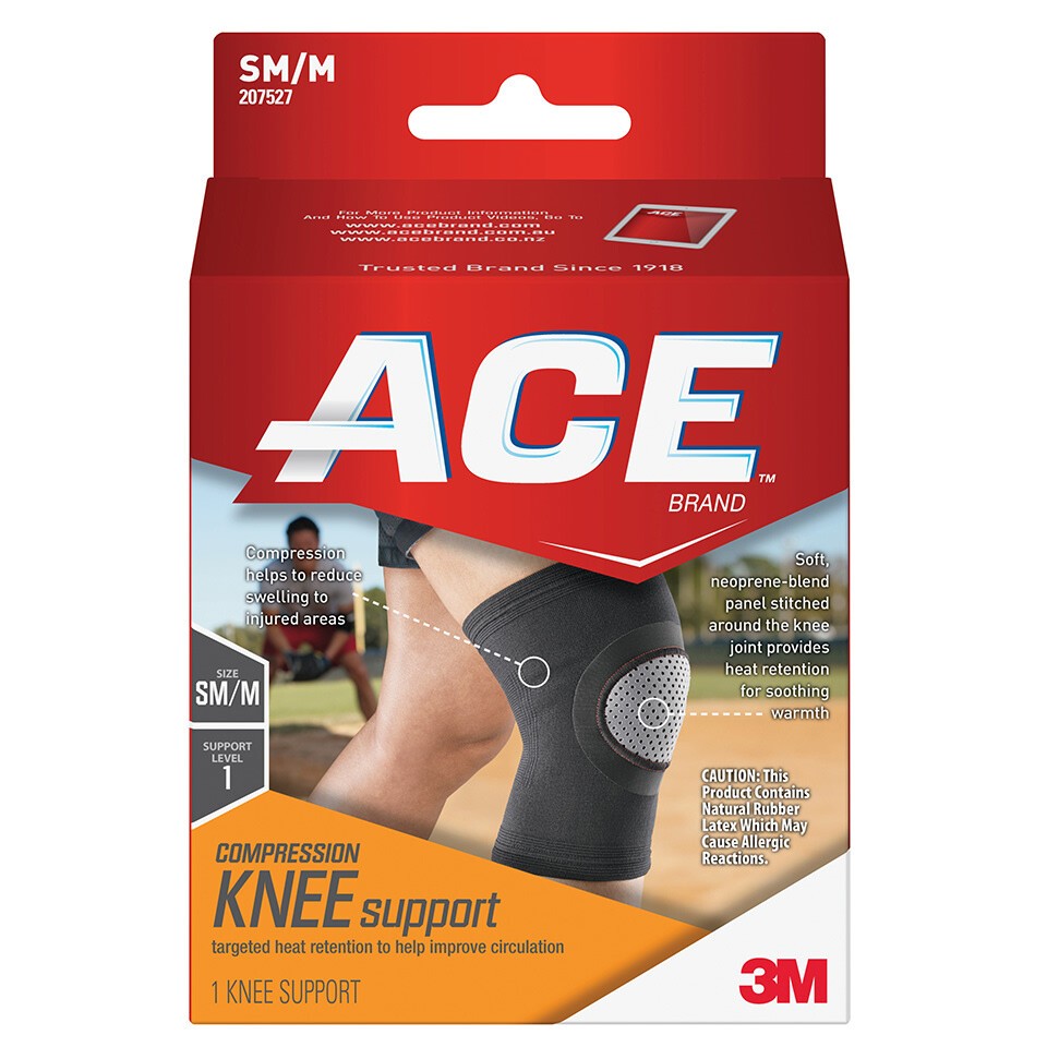 Ace Compression Knee Support Soft Neoprene Blend Soothing Small Medium Size 1ct
