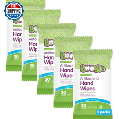 Boogie Antibacterial Hand Wipes 100pk, Aloe, Alcohol-Free, Hypoallergenic