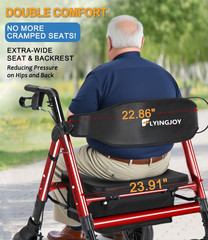 Heavy-Duty Rollator Walker with Seat, 12″ Front Wheels, Bariatric, Red