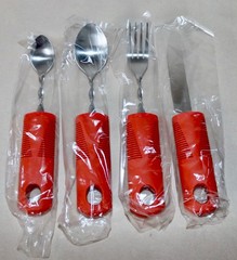 Carex Adaptive Cutlery Set ~ Red Set of 4 Oversized Bendable Utensils BRAND NEW