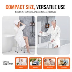 VEVOR Shower Chair Bath Seat Stool Bathroom Elderly Aids Adjustable Height 300lb