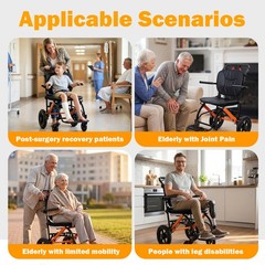 Ultra Lightweight Elderly Transport Wheelchair Portable Folding Transport Chair