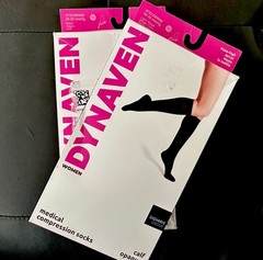 Dynaven Women Calf Medical Compression Socks 20-30mmHg Light Beige & Black Sz SS