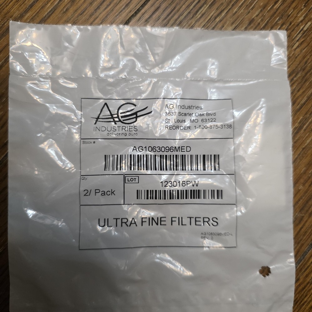 AG Industries Ultra Fine Filters 2 Pack White Disposable AG1063096MED Medical