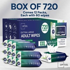 Adult Wipes For Elderly – 8″x13″ 720ct Huge & Super Soft Body Wipes