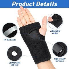 2 Pcs Wrist Brace for Carpal Tunnel Night Sleep Breathable Style, Black