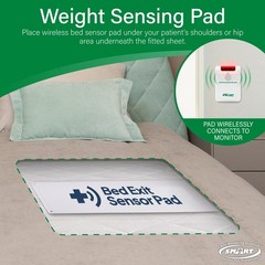 Smart Caregiver Cordless Bed Exit Monitoring System Alarm with Wireless 10in x