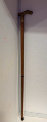 Vintage Wood & Solid Brass Derby Scroll Cane Walking Stick 35″ # 7196