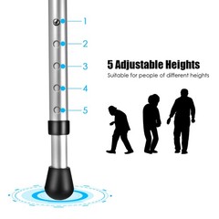 Adjustable Folding Cane Seat Aluminum Alloy Crutch Chair with Light Blue