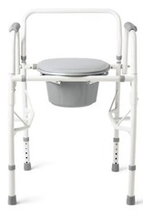 Medline Adjustable Height Bedside Commode w/ Armrests, Lid & Bucket