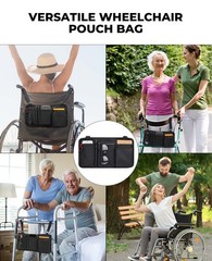 Wheelchair Side Bag with Cup Holder, Wheelchair Armrest Pouch Accessories for…