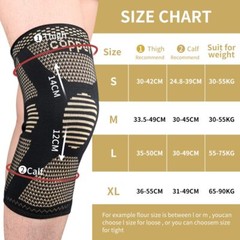 2x Knee Sleeves Copper Silver Compression Brace Support Sport Joint Injury Pain