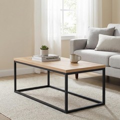 Censi 40 Natural Oak Coffee Table For Living Room Modern Industrial Cocktail