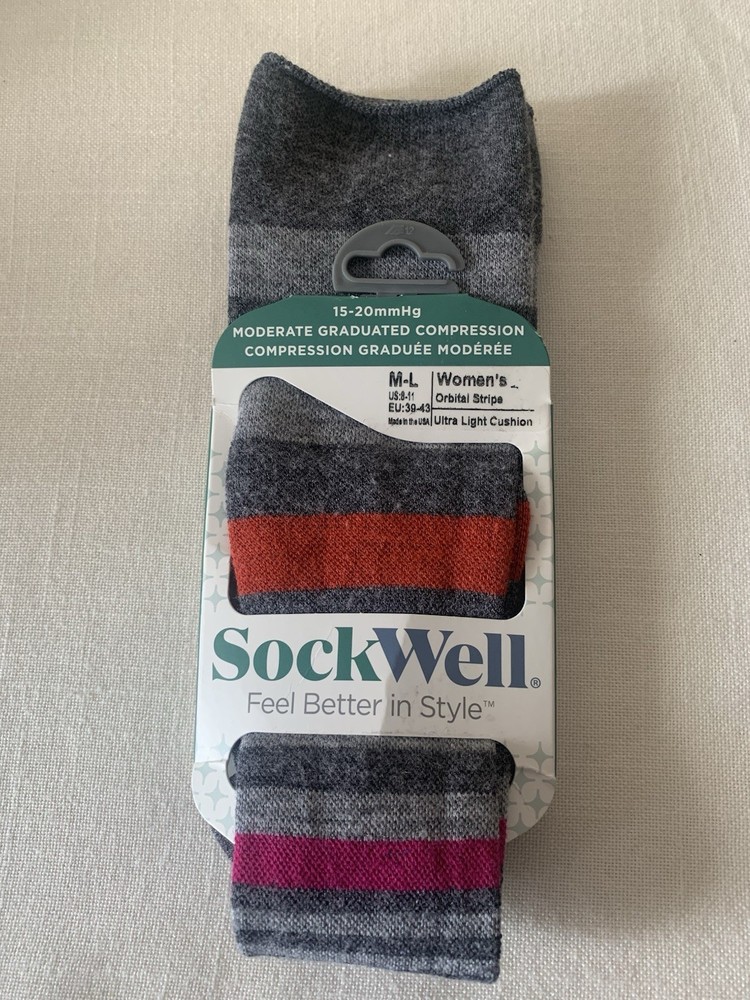 Sockwell Woman’s 15-20 mmHg Compression Socks-M-L Orbital Stripe-Used