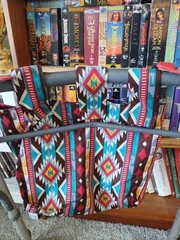 Multicolor Fabric Walker Bag with Multiple Pockets for Adults, Indoor, Outdoor.