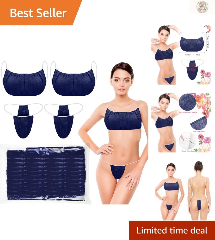 Individually Wrapped Disposable Bra & Thong Set – 50 Pieces for Spa Essentials