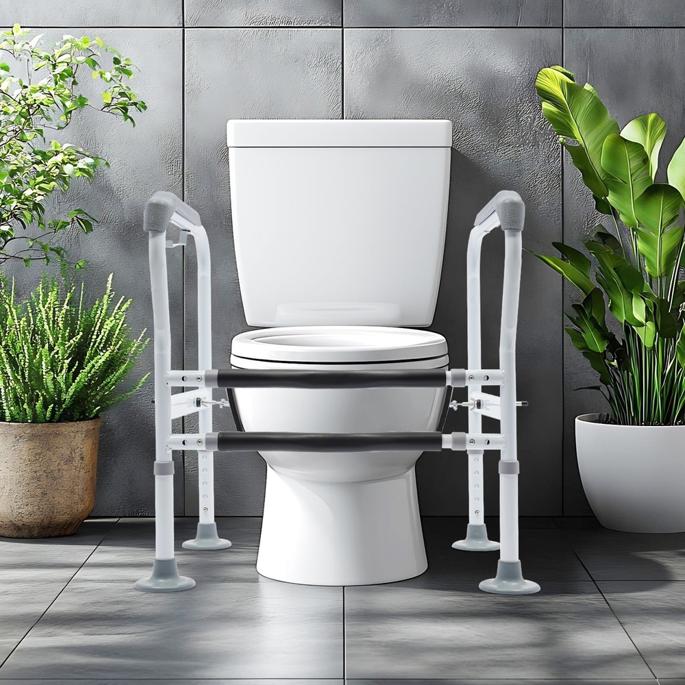 Toilet Frame Grab Bars Safety Rail Seat Handicap Assist Senior Arm Rest White US