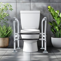 Toilet Frame Grab Bars Safety Rail Seat Handicap Assist Senior Arm Rest White US