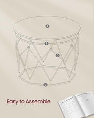 Vasagle Round Coffee Table For Living Room Cage Cocktail Table Steel Frame 31.5