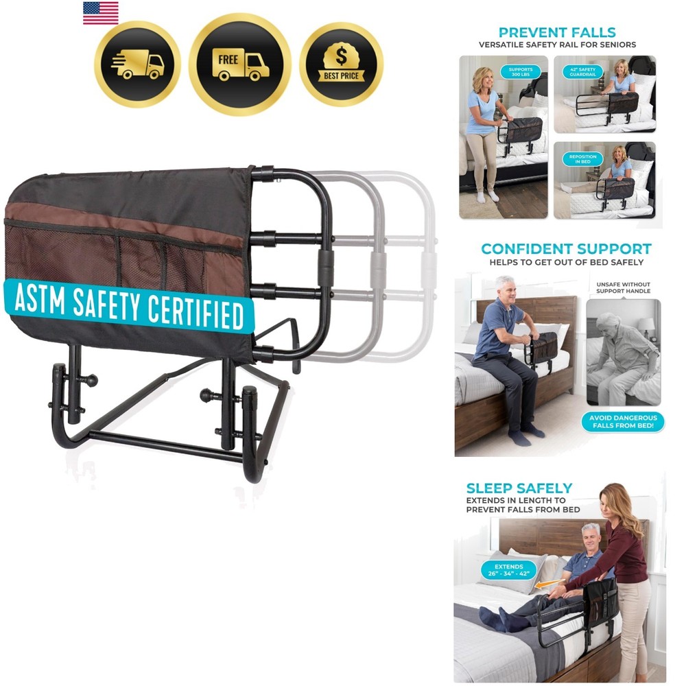 EZ Adjust Bed Rail, Adjustable Senior Bedrail and Safety Assist Railing for E…