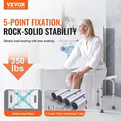 Durable Shower Seat 14.2-19.1inch Adjustment 350lb Load