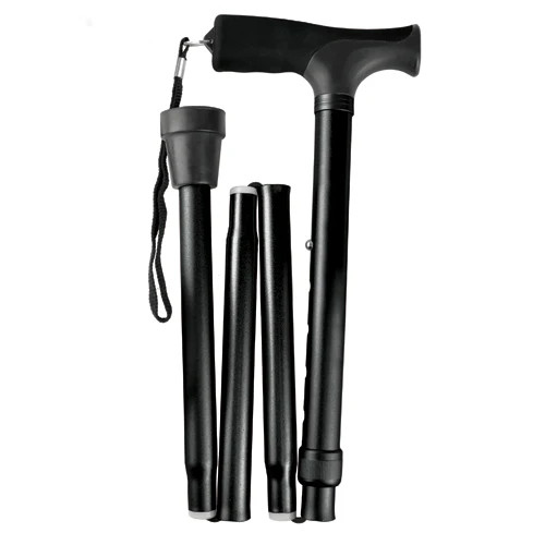 Blue Jay Folding Cane Comfort Grip Adjustable 33-37 Inch Black 300 lb Capacity