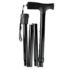Blue Jay Folding Cane Comfort Grip Adjustable 33-37 Inch Black 300 lb Capacity