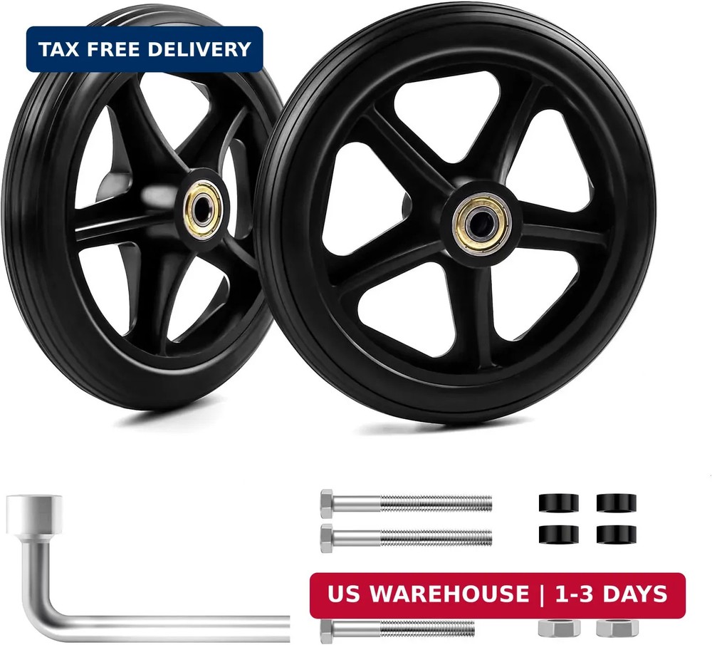 2 Pack 6 Inch Rubber Wheelchair Wheels Replacement for Walkers, Rollators, Wheel