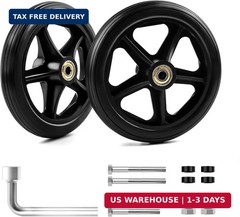 2 Pack 6 Inch Rubber Wheelchair Wheels Replacement for Walkers, Rollators, Wheel