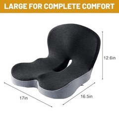 Orthopedic Memory Foam Car Seat Cushion for Sciatica & Back Pain Relief – Grey