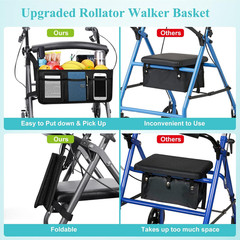 Rollator Basket, Rollator Walker Bag with Cup Holder, Folding Rollator Walker St