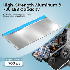 Portable 15.4″ x 32″ Aluminum Threshold Ramp for Wheelchairs, 700 LBS Capacity