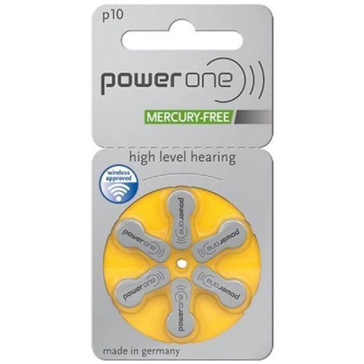 Power One Hearing Aid Batteries Yellow Size 10 Pack of 6 (60 Batteries) Exp 2025
