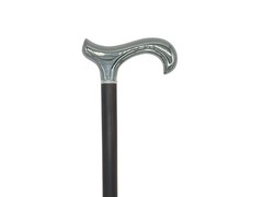 Classy Canes Chrome Plated Derby Handle on a Beautiful Solid Ebony Wood Shaft