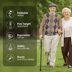 Lightweight Adjustable Walking Stick, 5 Height Levels – Essential Walking Aid