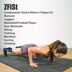ZFiSt 3 Pair Sport Compression Socks Men Women, XX-Large, Black+blue+white