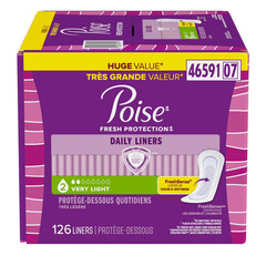 Poise Daily Incontinence Liners, Size 2, Regular Length Very Light, 126 ct